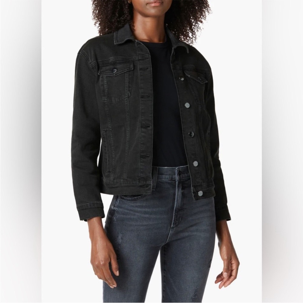 JOE’S JEANS Distressed Black Denim Jacket Size Small